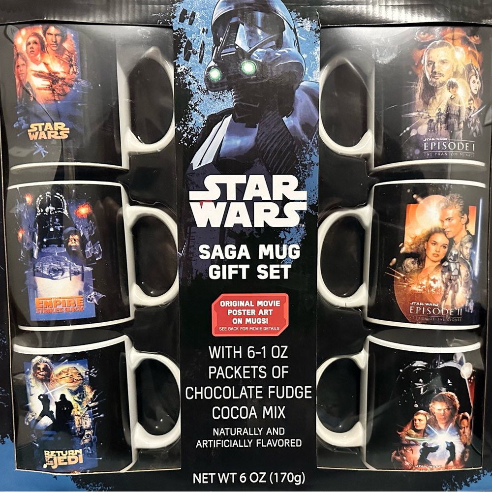 Vintage Star Wars 6 piece mug set with hot chocolate